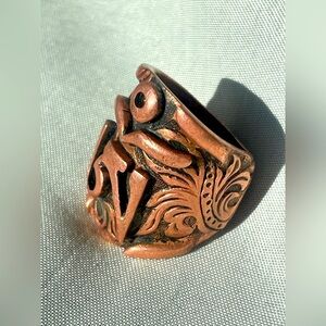 Tibetan Sankrit for “Om Mani Padme Hum” mantra Copper Pitango Ring